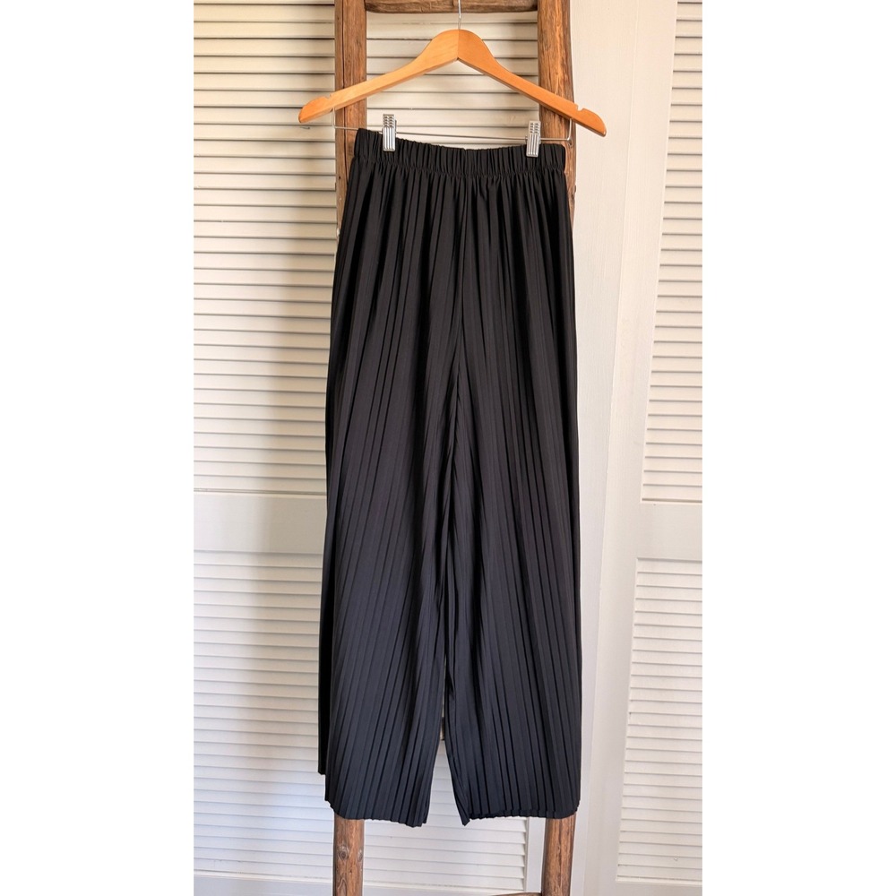 Lock & Love Pleated Wide Leg Pants S-M Black